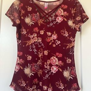 Burgundy, small size, summer blouse.